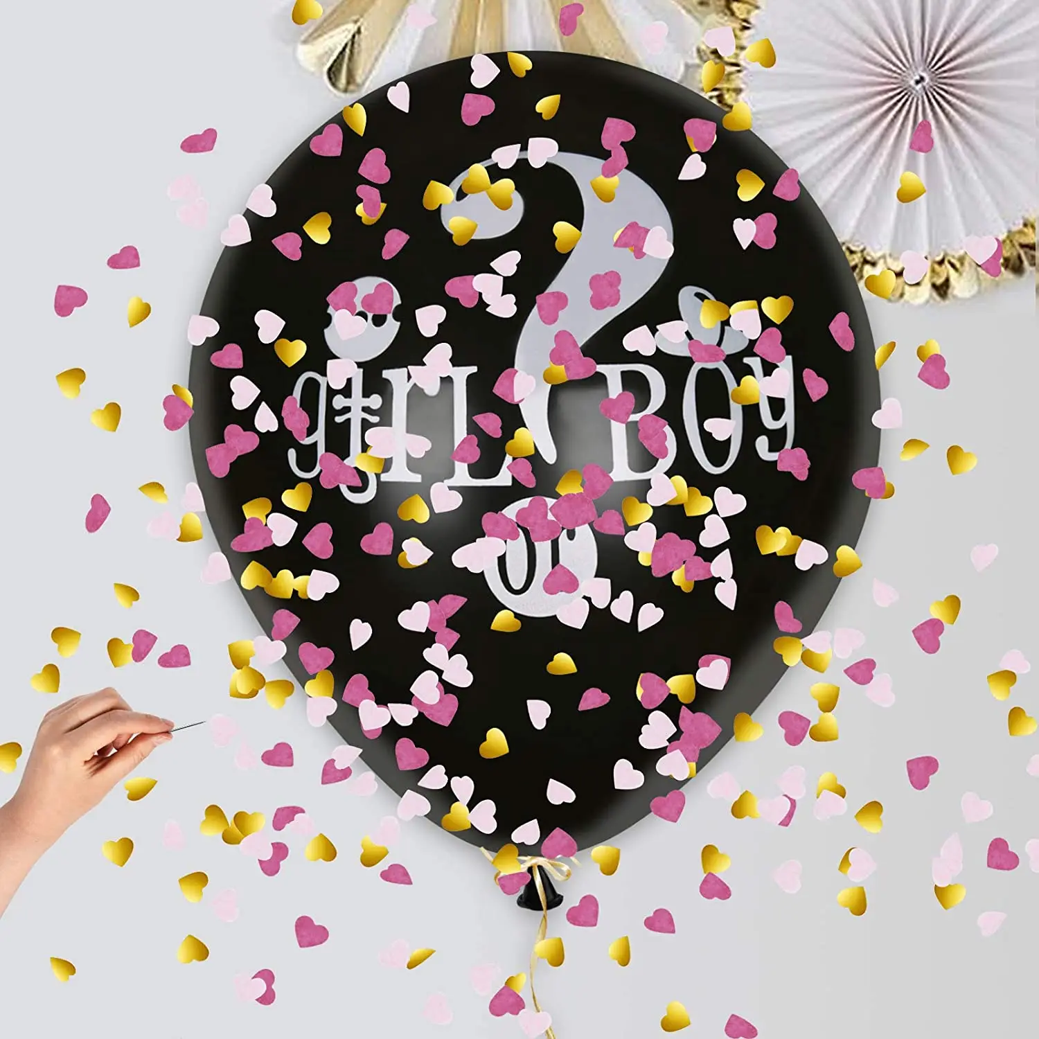 36 Inch Black Gender Reveal Balloons Gender Reveal Balloon Pink Confetti Supplies Boy or Girl Gender Reveal Party Decoration Kit