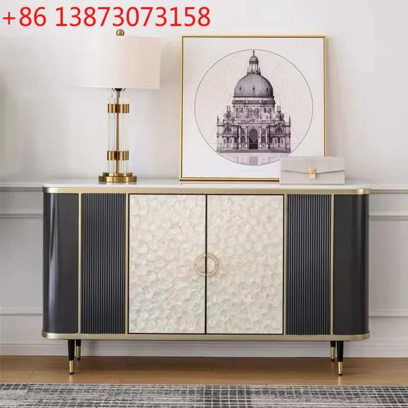 American light luxury shell locker marble living room decorative locker entrance door cabinet
