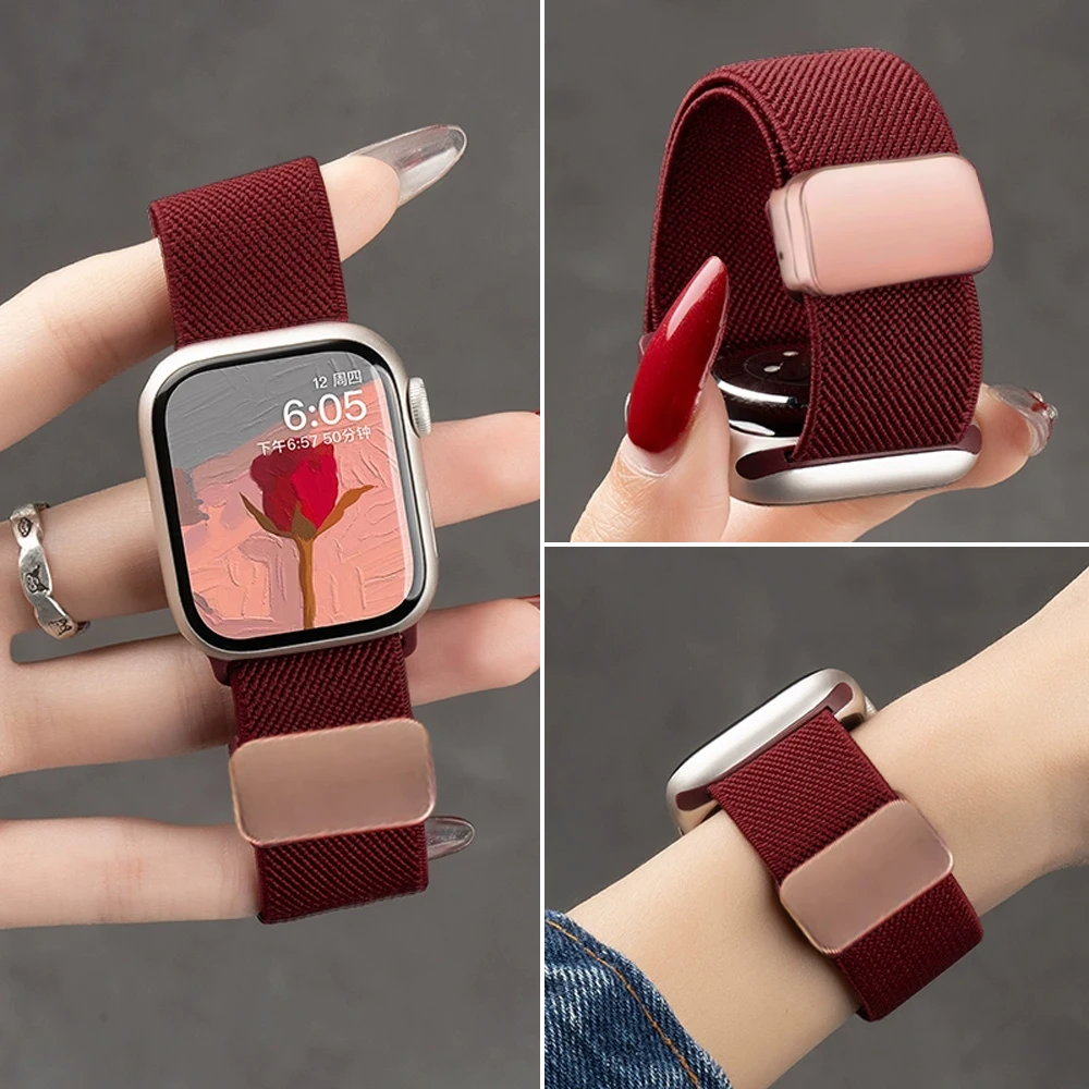 

Ремешки для Apple Watch 45 мм, 46 мм, 42 мм, 44 мм, 49 мм, 40 мм, 41 мм, магнитный нейлоновый браслет, ремешок для iWatch Series 11, 10, 9, 7, 8, 6, SE, Ultra, 3
