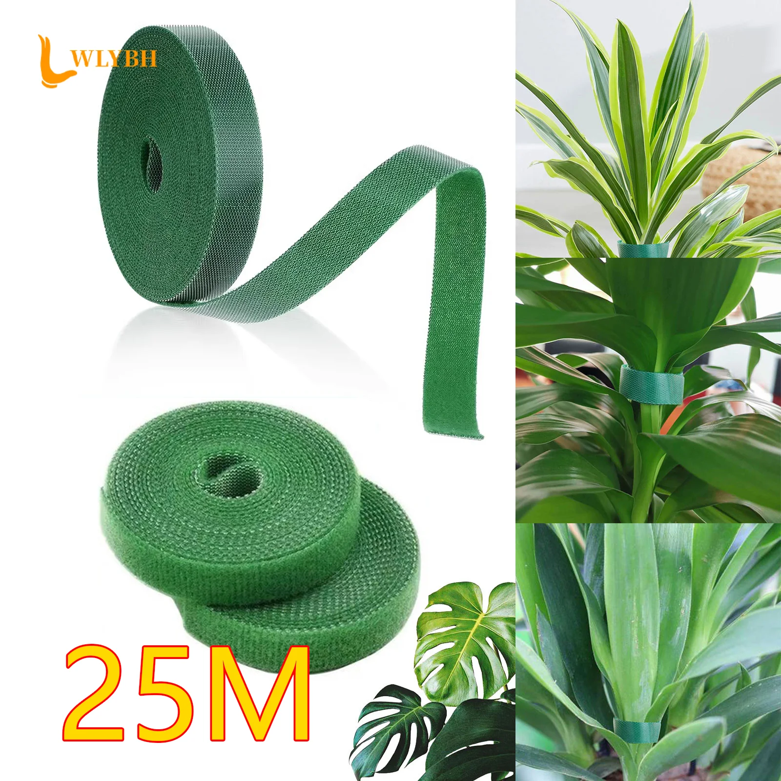 25M Garden Plant Support Tie 10MM Self Adhesive Tape Clip Nylon Plants Holder Straps Reusable Yard Bamboo Cane Care Fixing Tools