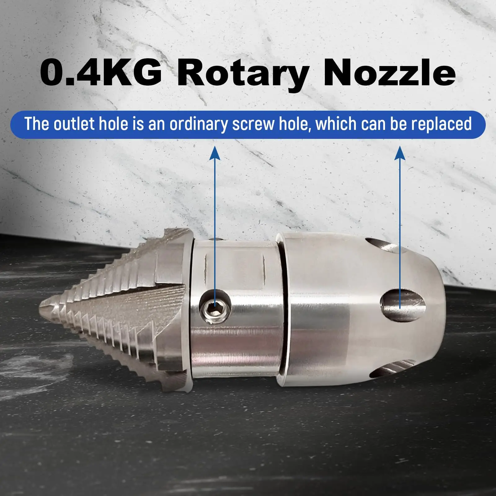 3/8 Industrial Rotary nozzle High Pressure Nozzle 201 Stainless 360 ° Rotating Nozzle Sewer Dredging Tools Water Gun Nozzle