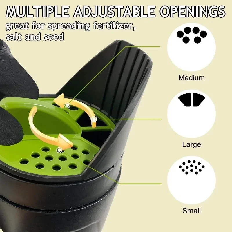 Heavy Duty Hand Spreader Shaker 80oz Multi-ใช้ปรับประตูสําหรับหญ้าเมล็ดปุ๋ยน้ําแข็งละลายเกลือหิมะ YARD Care