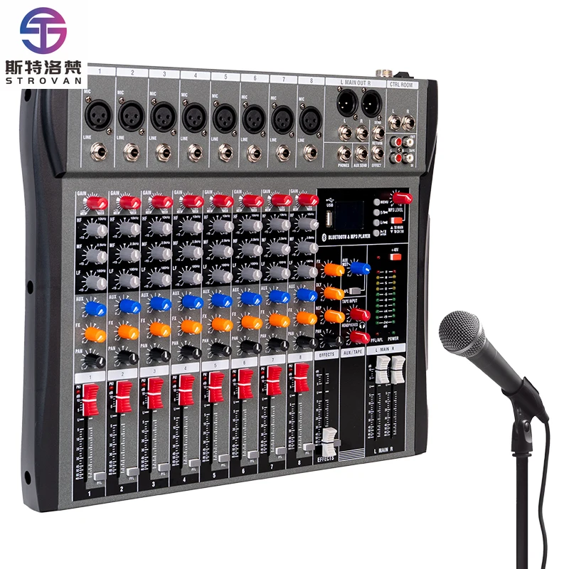 

CT8 8 channel mixer sound system professional stereo dj karaoke controller powered audio console mixer