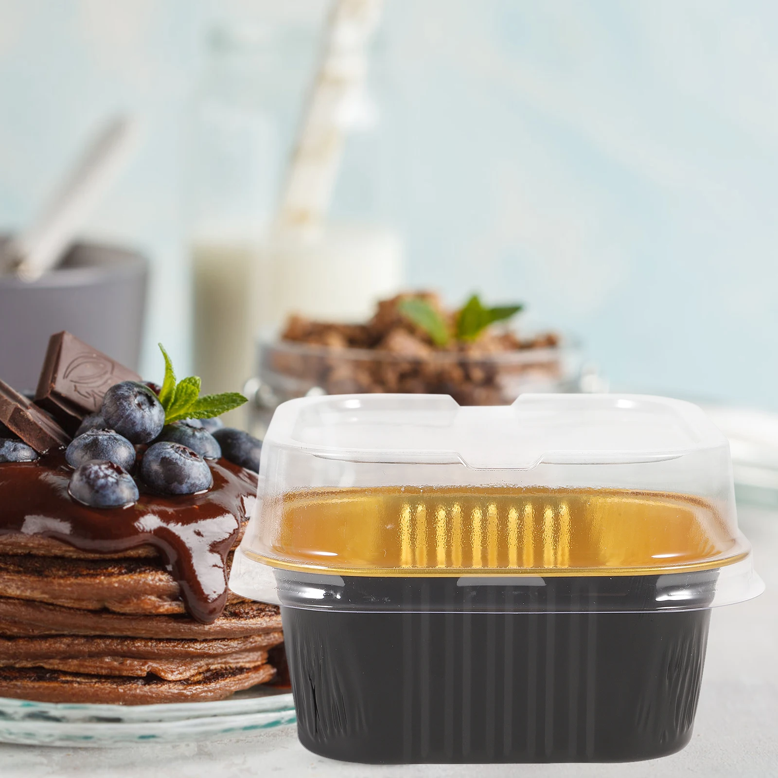 

40 set Chocolate Cake Molds Foil Boxes Baking Food Containers Aluminum Disposable Storage Heat Resistant for BBQ Camping Wedding