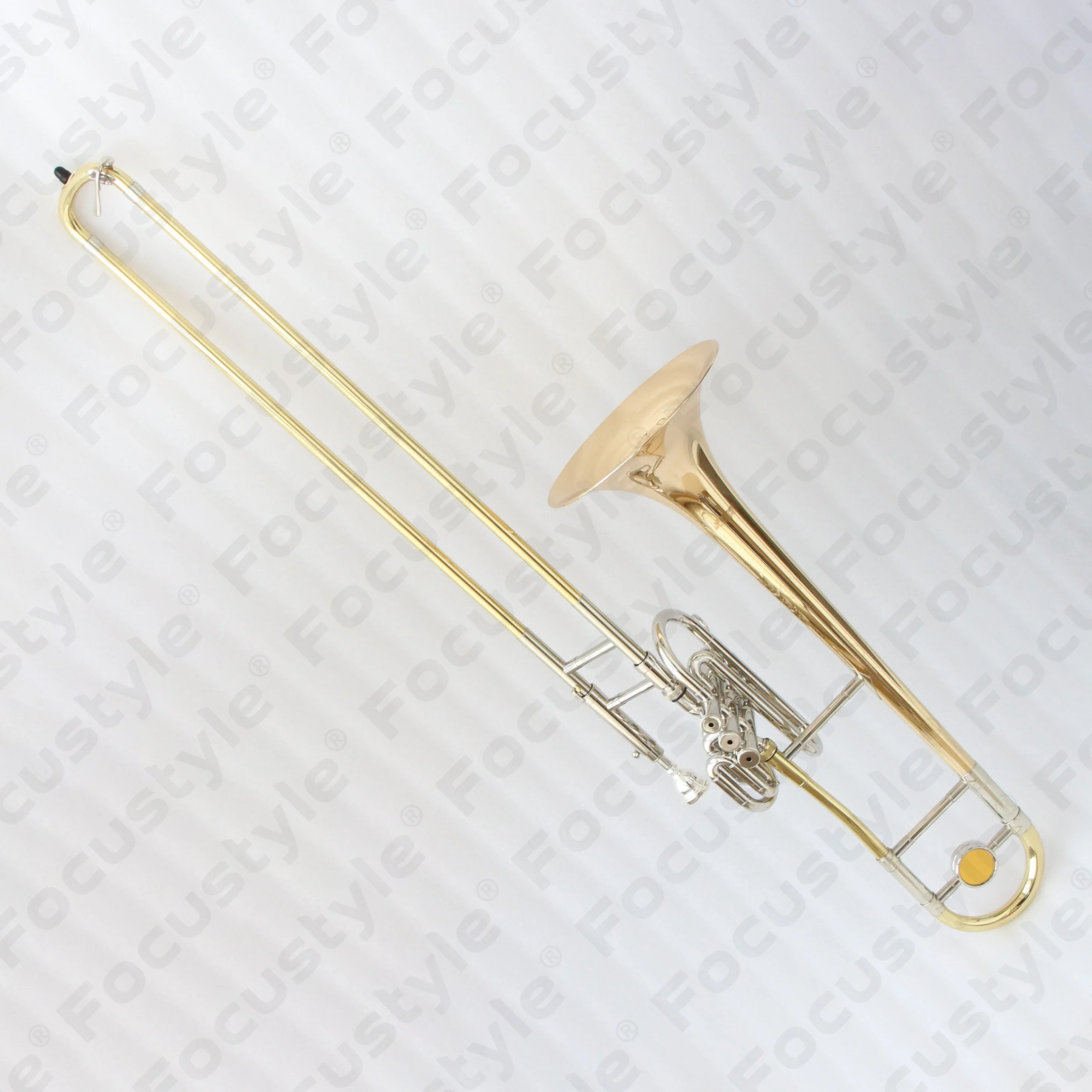 Professional stand bb tone Gold brass Bell trombone brass musical instrument with bocal de trombone and case for trombone