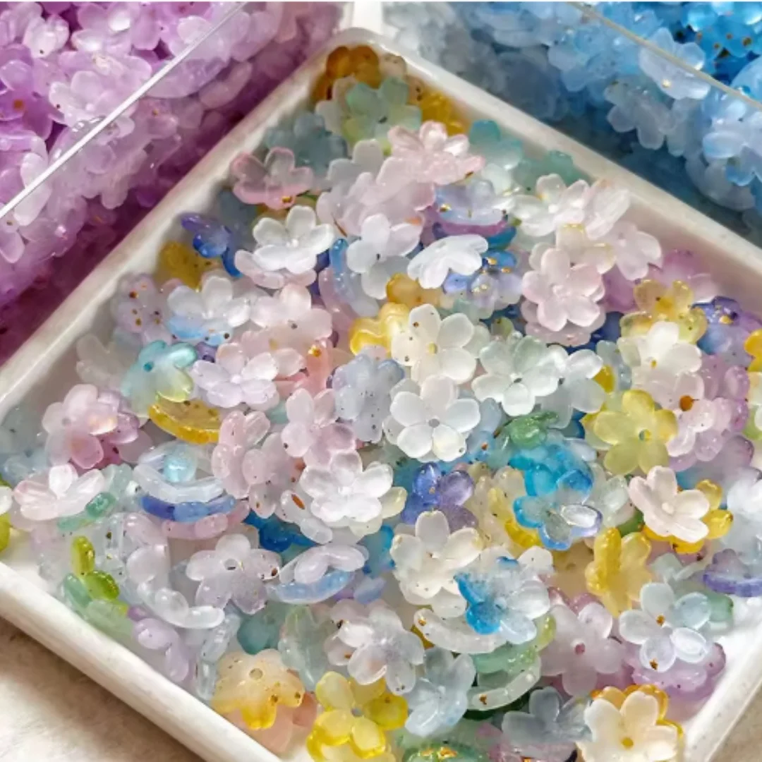 11mm Two Tone Flowers, Acrylic, Gradient, DIY Interval Beads, Loose Beads, Accessories, Festivals, Gifts - Random Color Mixing image 3