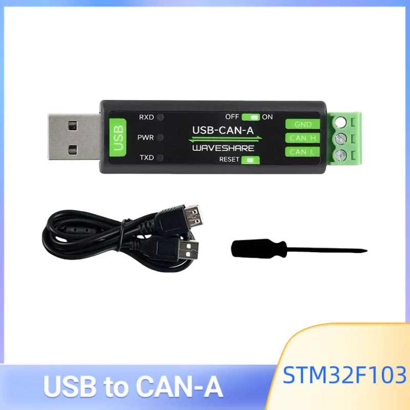 Analisador USB para CAN Modelo A, Solução Chip STM32, Taxa de transmissão definida pelo usuário Waveshare, Múltiplos Modos de Trabalho