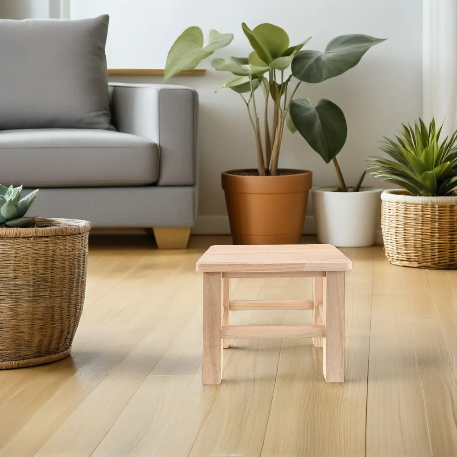 Wooden Plant Stool Rustic Vintage Low Wood Footstool Shoe Changing Stool Flower Pot Stand Indoor Small Short Plant Bonsai Holder