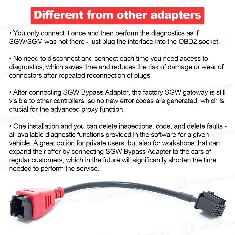12Pin SGW/SGM Bypass Adapter for Chrysler/Dodge/RAM/Jeep/Fiat/Alfa-Romeo/Maserati/Lancia Security Gateway Module Cable for FCA
