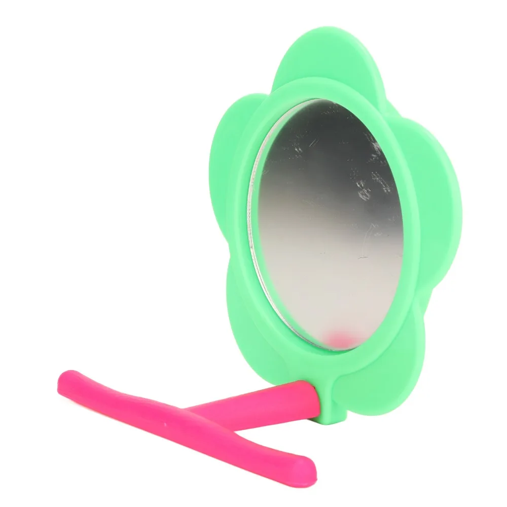 Flower Shape Bird Mirror Perch Toy Acrylic Material Plastic Material Parrot Mirror Stand Toy Colorful Design Standing Structure