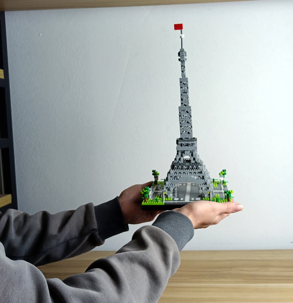 Kit modello Torre Eiffel 3D Dubai City Skyline - Set di costruzione di micro mini mattoni fai-da-te, divertimento per la decorazione dell'home office, souvenir per feste