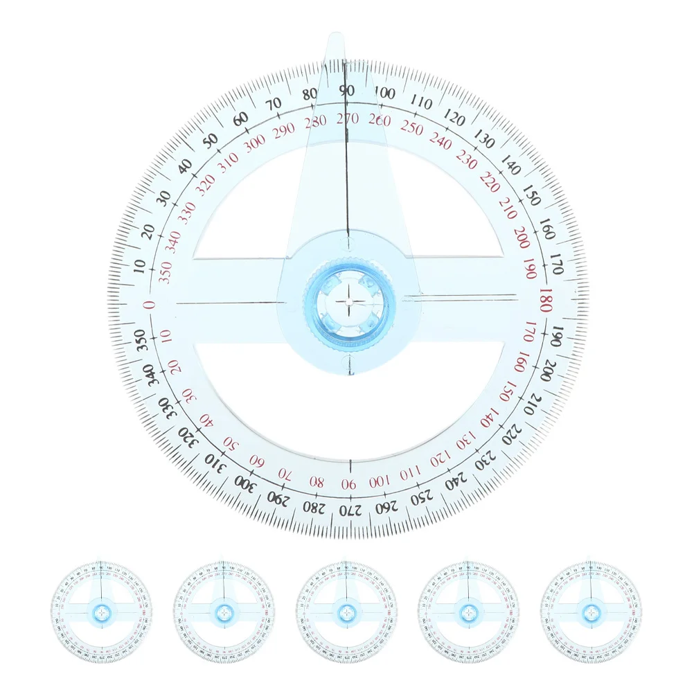

6pcs 360 Degree Protractor Ruler 10Cm Clear Plastic Angle Measurement Tool For Drafting Drawing Architecture Engineering Math