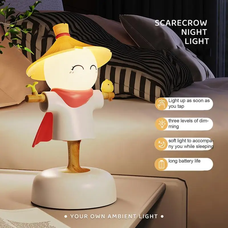 

Cute Nightlight 1200mAh Scarecrow Shaped Squishy Lamp Kids Room Desk Lamp Adjustable Brightness Kids Nightlight Nursery LED