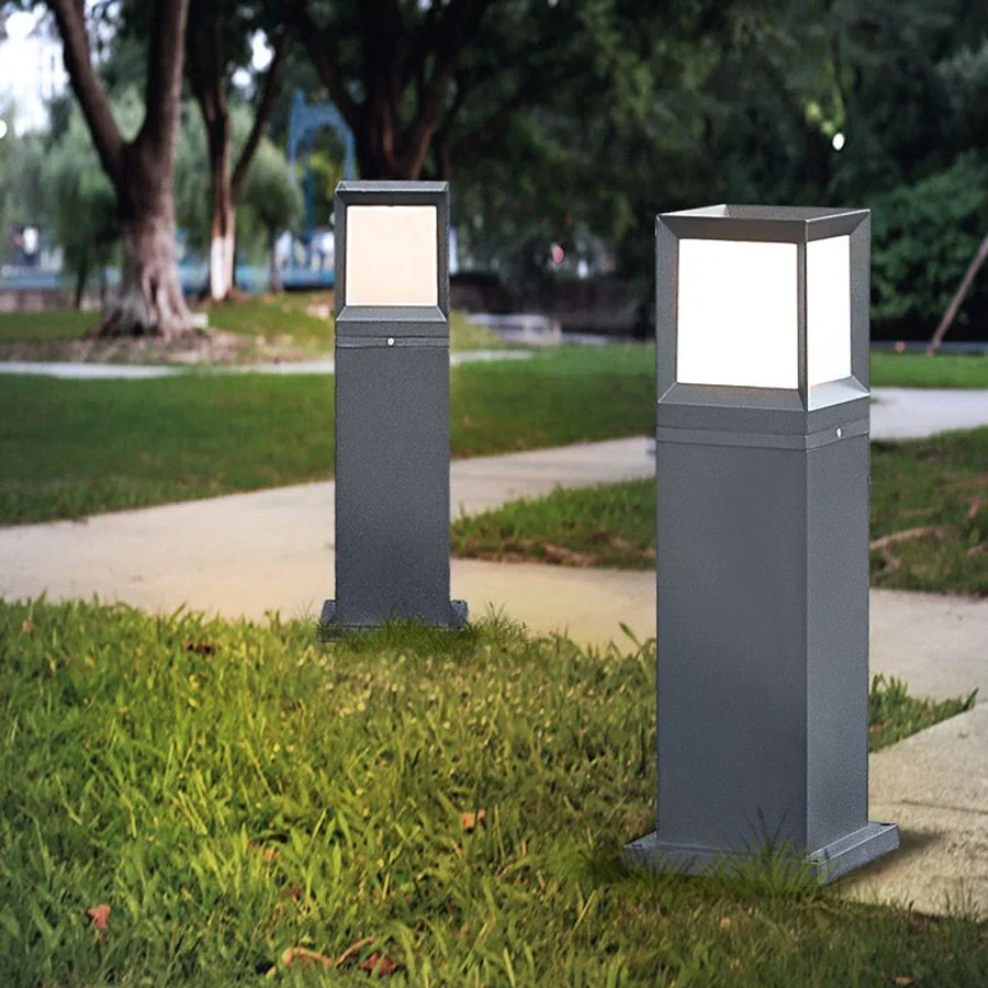 E27 Outdoor Post Lawn Light  Waterproof Aluminum Landscape Bollard Lighting Lawn Patio Courtyard Grass Post Light