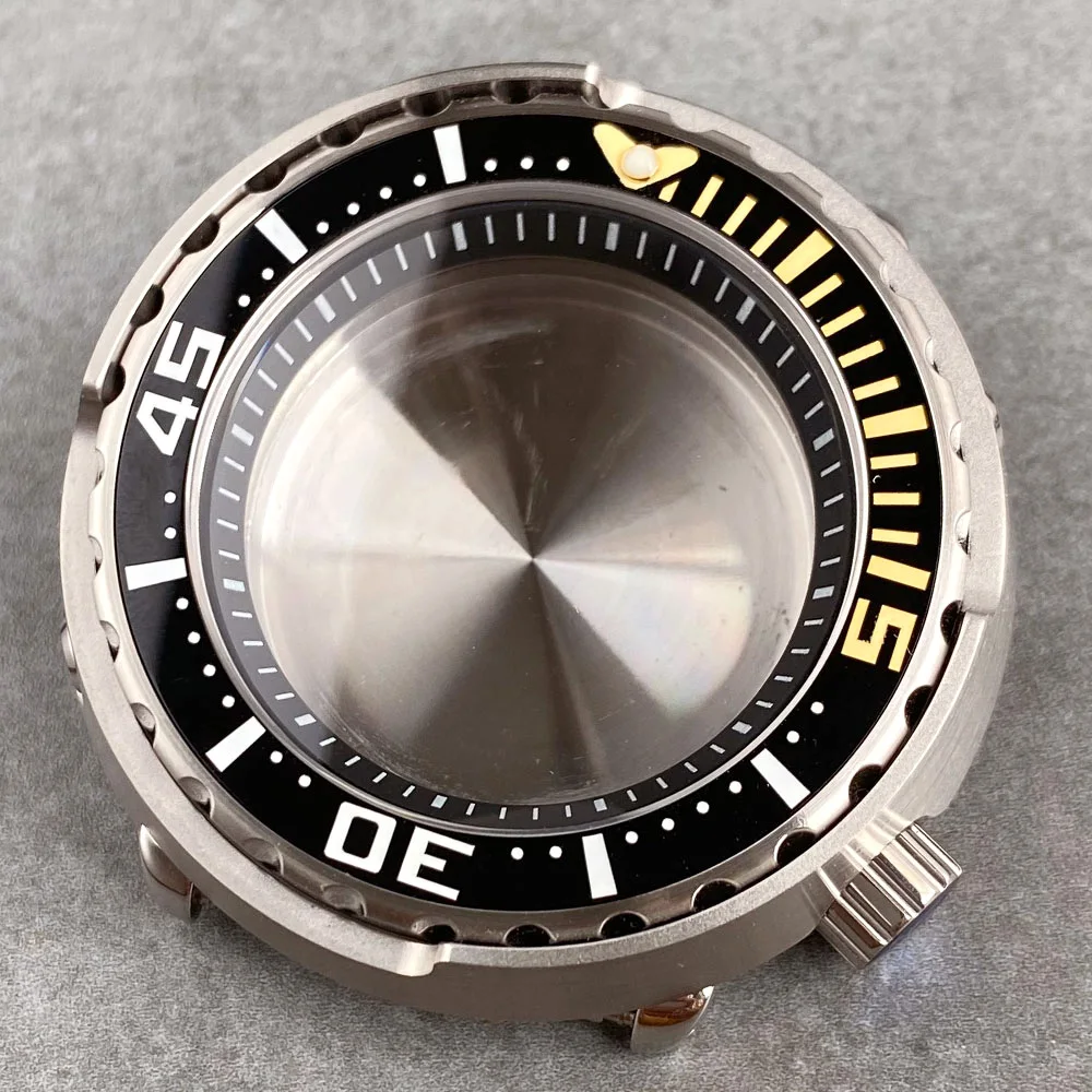 

Stainless Steel 200M Dive Watch Case 46.5mm Fit NH35 NH36 Sapphire Glass Rotating Ceramic Bezel 4 o'clock Crown Watch Parts