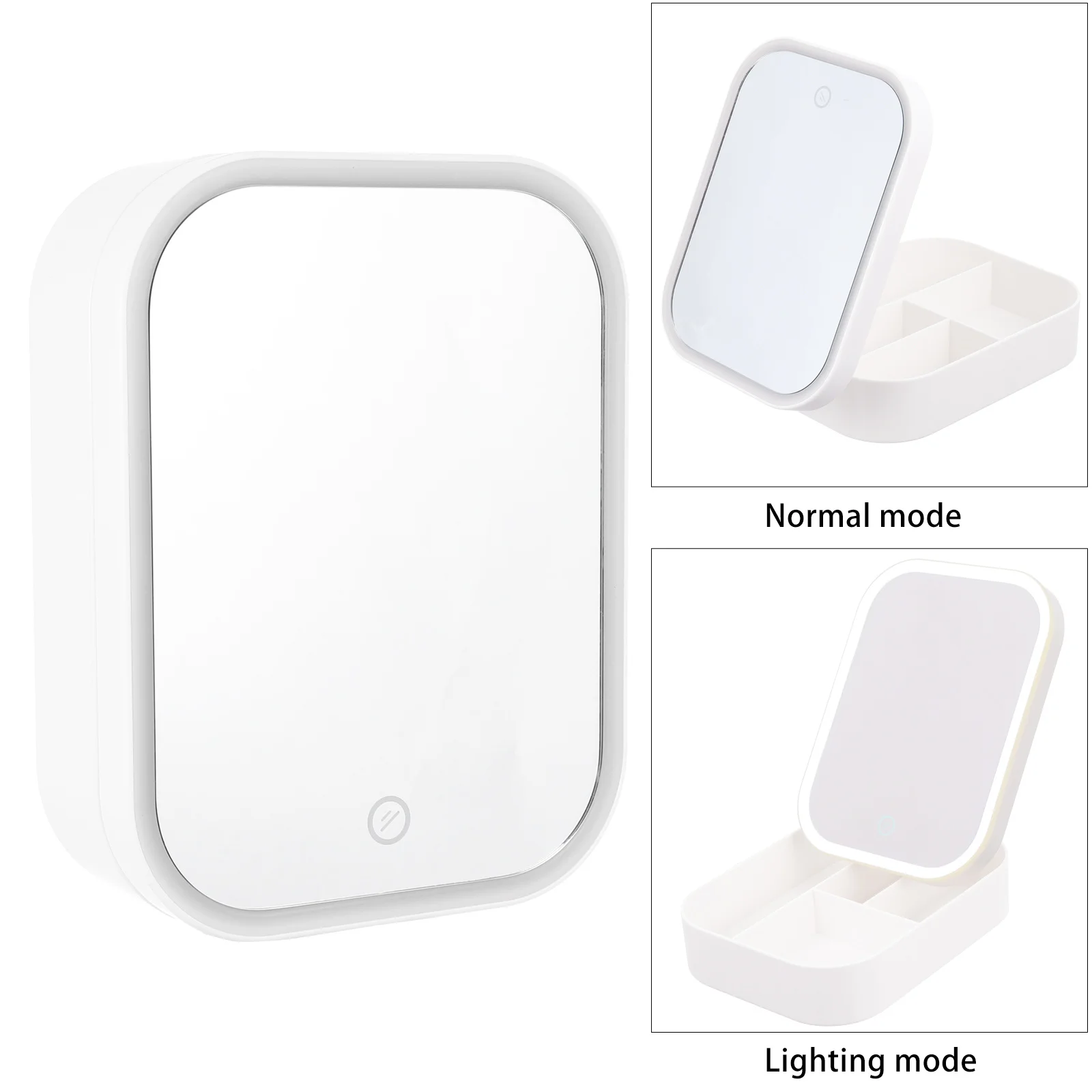 

2-in-1 LED Makeup Mirror Foldable Adjustable Brightness with Storage Box Desktop Organizer Travel Stylish Fill Light