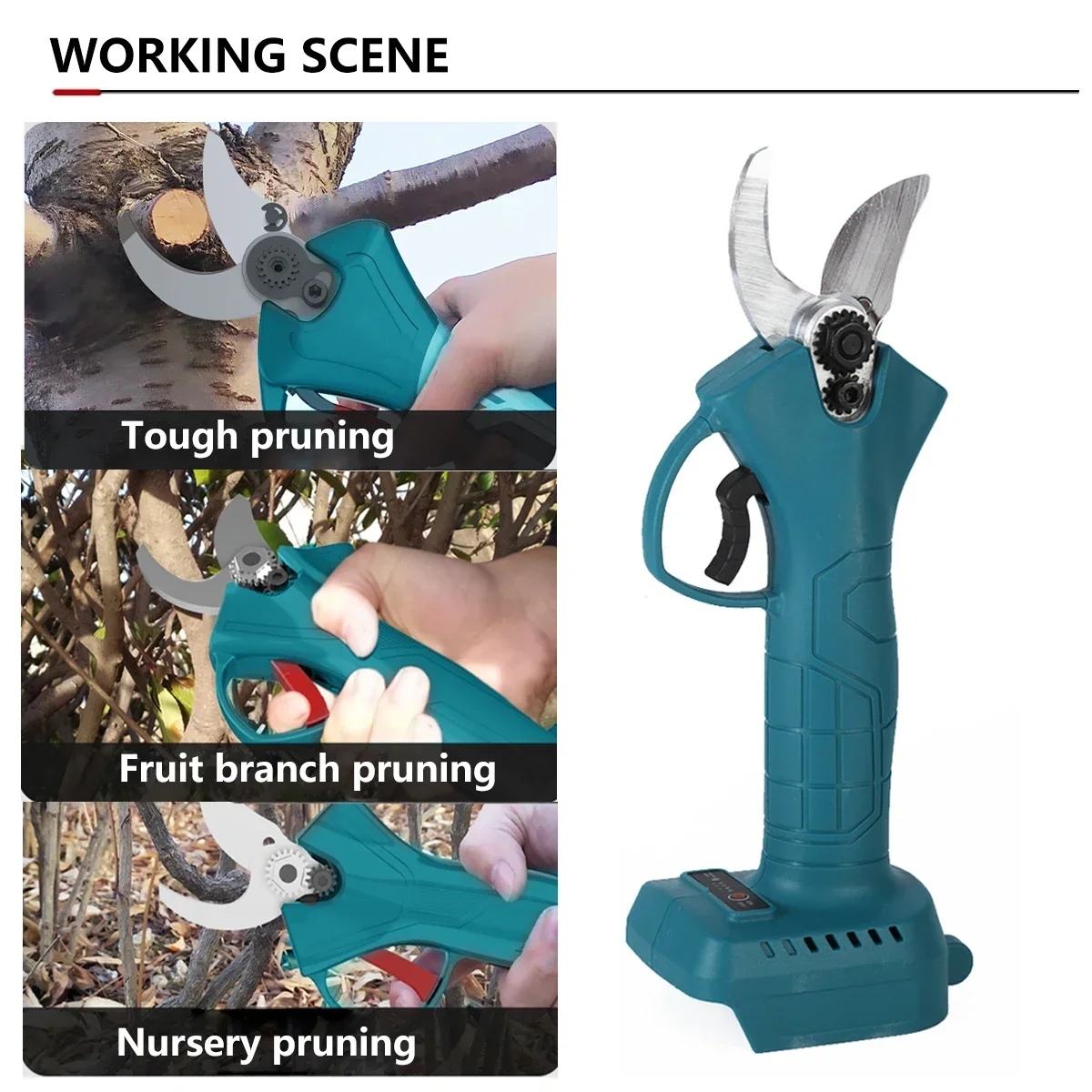 4 Gear Cordless Electric Pruner Rechargeable Pruning Shear Efficient Fruit Tree Bonsai Tree Branches Cutter for Makita Battery