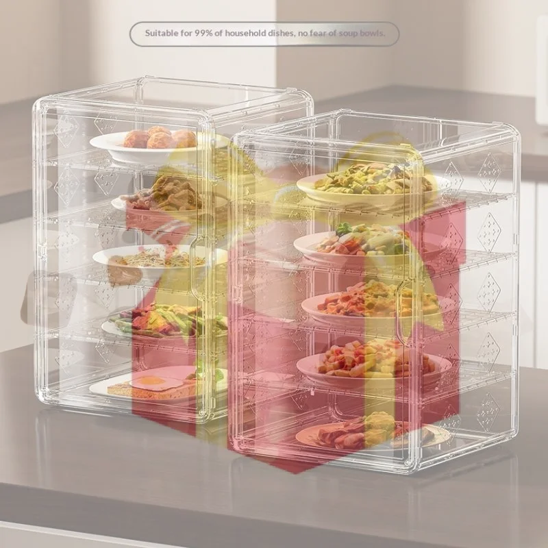 

【HG】MultiLayer Thermal Insulation Food Cover, Transparent FreshKeeping Storage Container With Dustproof Design For Kitchen