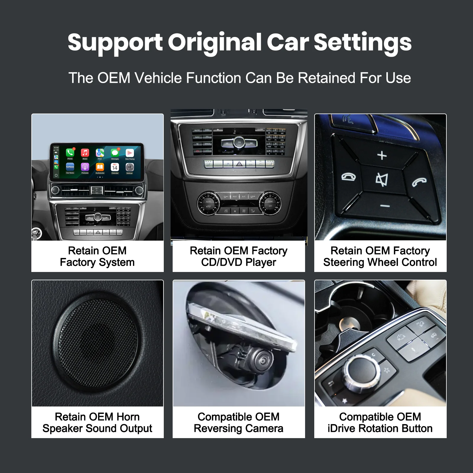 Ezonetronics For Mercedes Benz ML (2012-2015) with NTG 4.5 System Wireless CarPlay Android Auto Multimedia Linux Screen