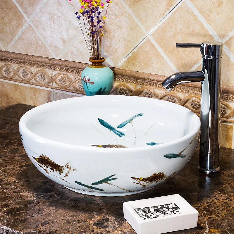 

Europe Style Handmade Countertop Bathroom Basin Bathroom Sink Ceramic wash basin porcelain vintage sink