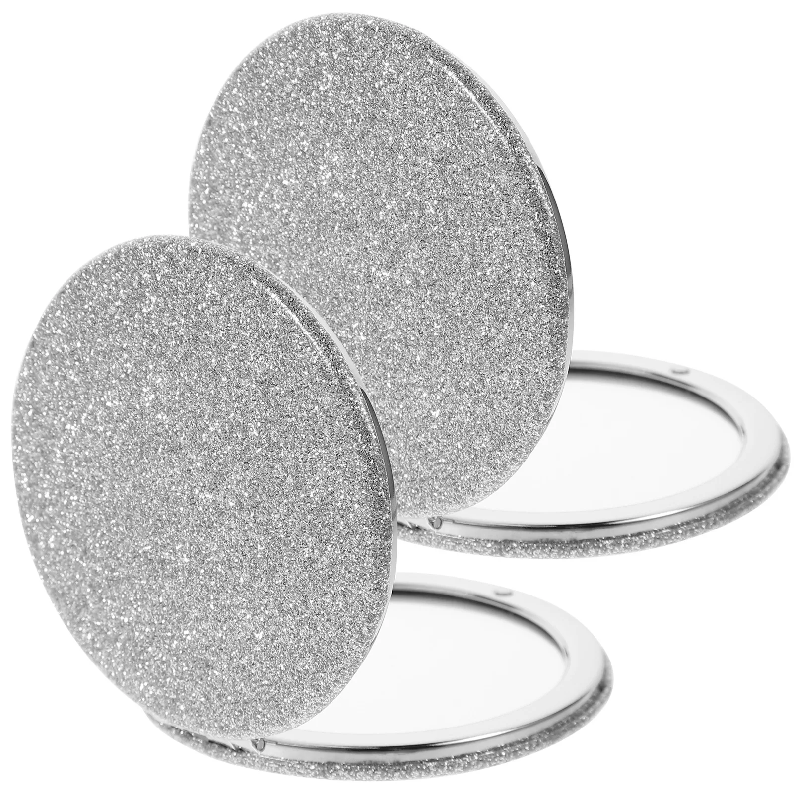 Miroir de maquillage Compact à paillettes PU, petit miroir de poche de voyage, léger et Durable, outil de maquillage pour femmes, 2 pièces
