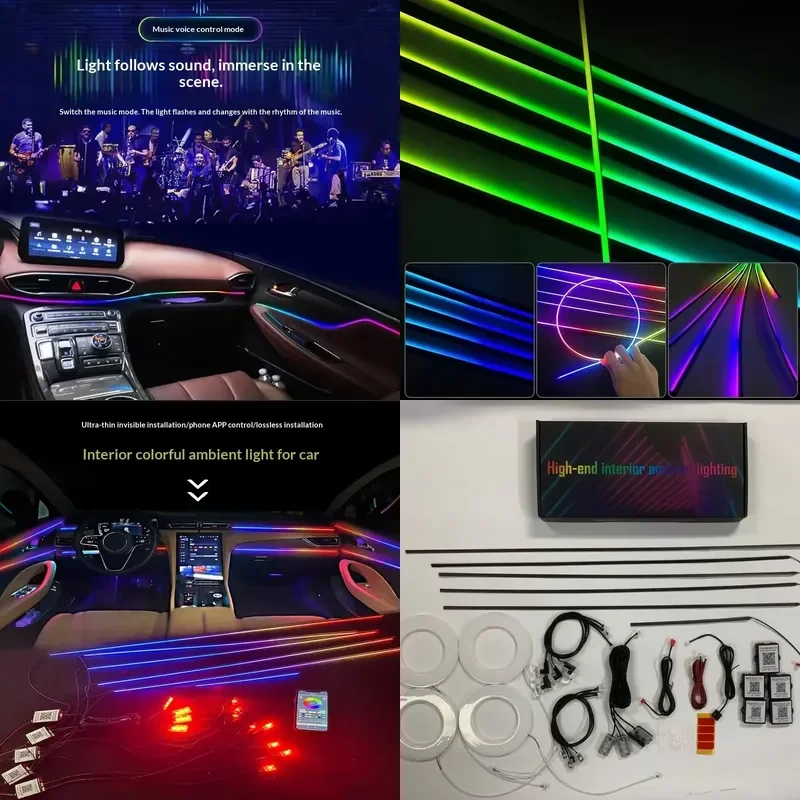 【CHIMU HOME】 LED Colorful Dynamic Flowing Atmosphere Light for Car Standard Fitment