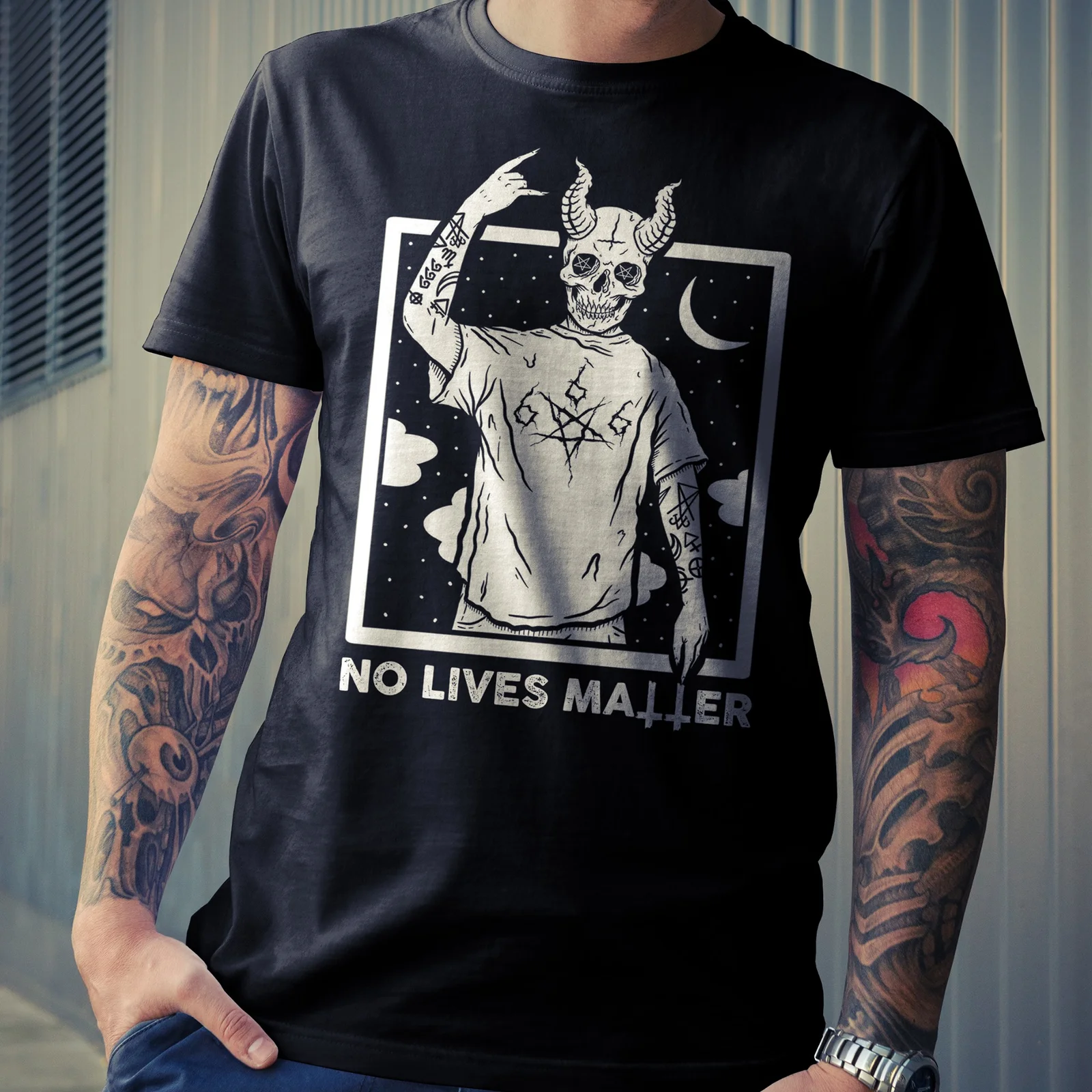 No Lives Matter Skull Skeleton Gothic Satan Men T Shirt Cotton S-5Xl Black unisex