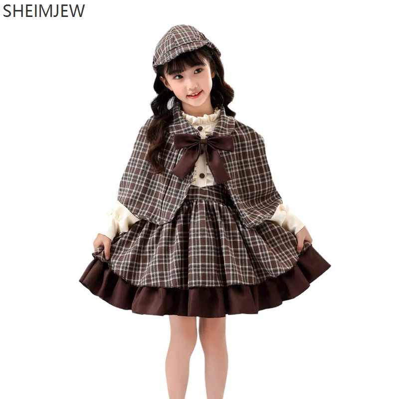 Cute Sweetheart Fore Girl Detective Costume Lolita British Style Campus Costume Role Play Literary Halloween Costume Party Dress