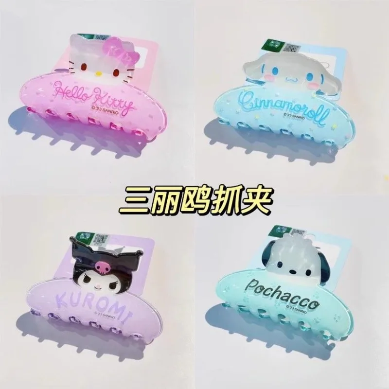 Kawaii อะนิเมะ Sanrio Grip คลิปการ์ตูนหวาน Kuromi Melody Cinnamoroll Hairpin น่ารักกลับหัวช้อน Hairpin Headwear Shark คลิป