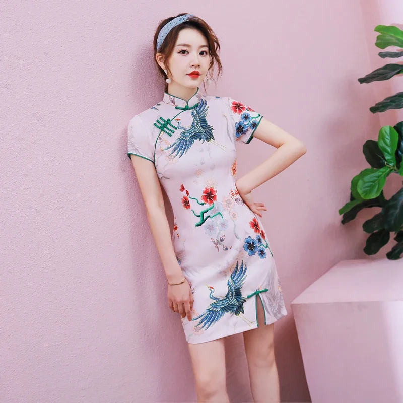 Cheongsam Chinese style summer dress 2024 new arrival aodai Vietnam traditional fancy dress qipao Vietnam clothes ao dai dress f