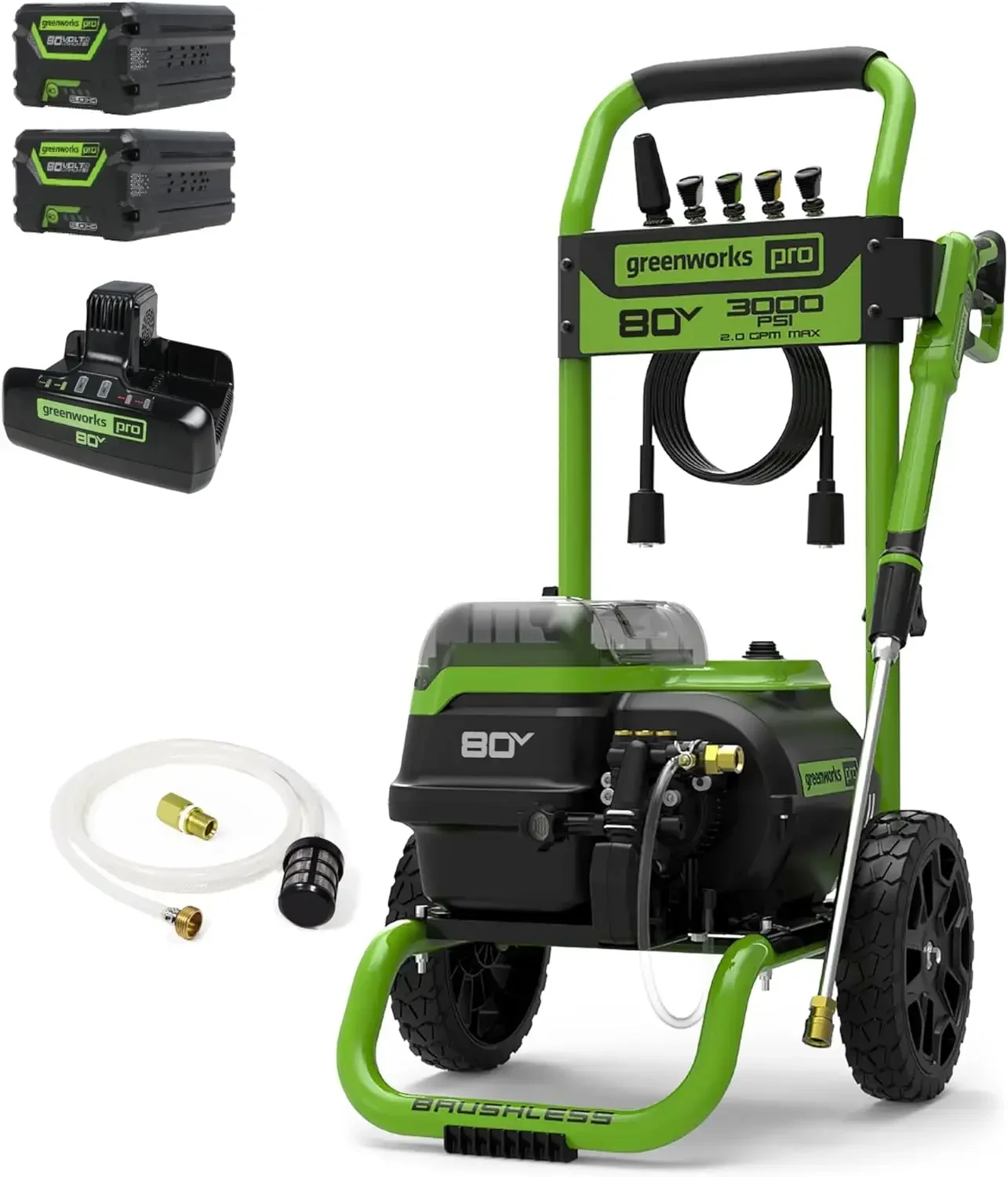 

80V 3000 PSI Pressure Washer (2.0 GPM), (2) 4.0Ah Batteries & Dual Port Rapid Charger, Powerful Enough to Remove Pesky Dirt