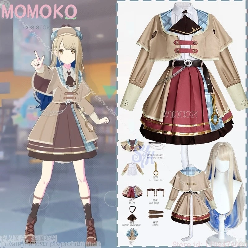 

Игровой проект Sekai Косплей Azusawa Kohane ежемесячная карта костюм VBS женская одежда детективное платье шляпа хвост Лолита комплект на Хэллоуин