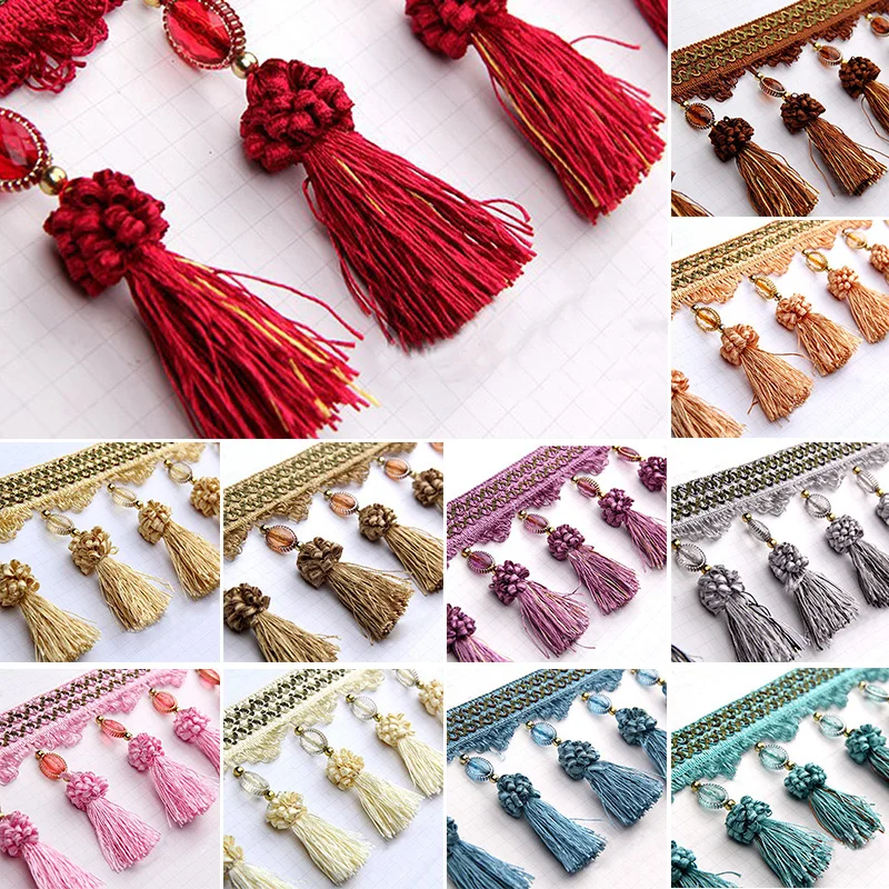 3 Meter Lace Trim Ribbon Fringe Pom Pom Bead Curtain Tassel Ribbon Fabric Sofa Tablecloth Upholstery Accessories