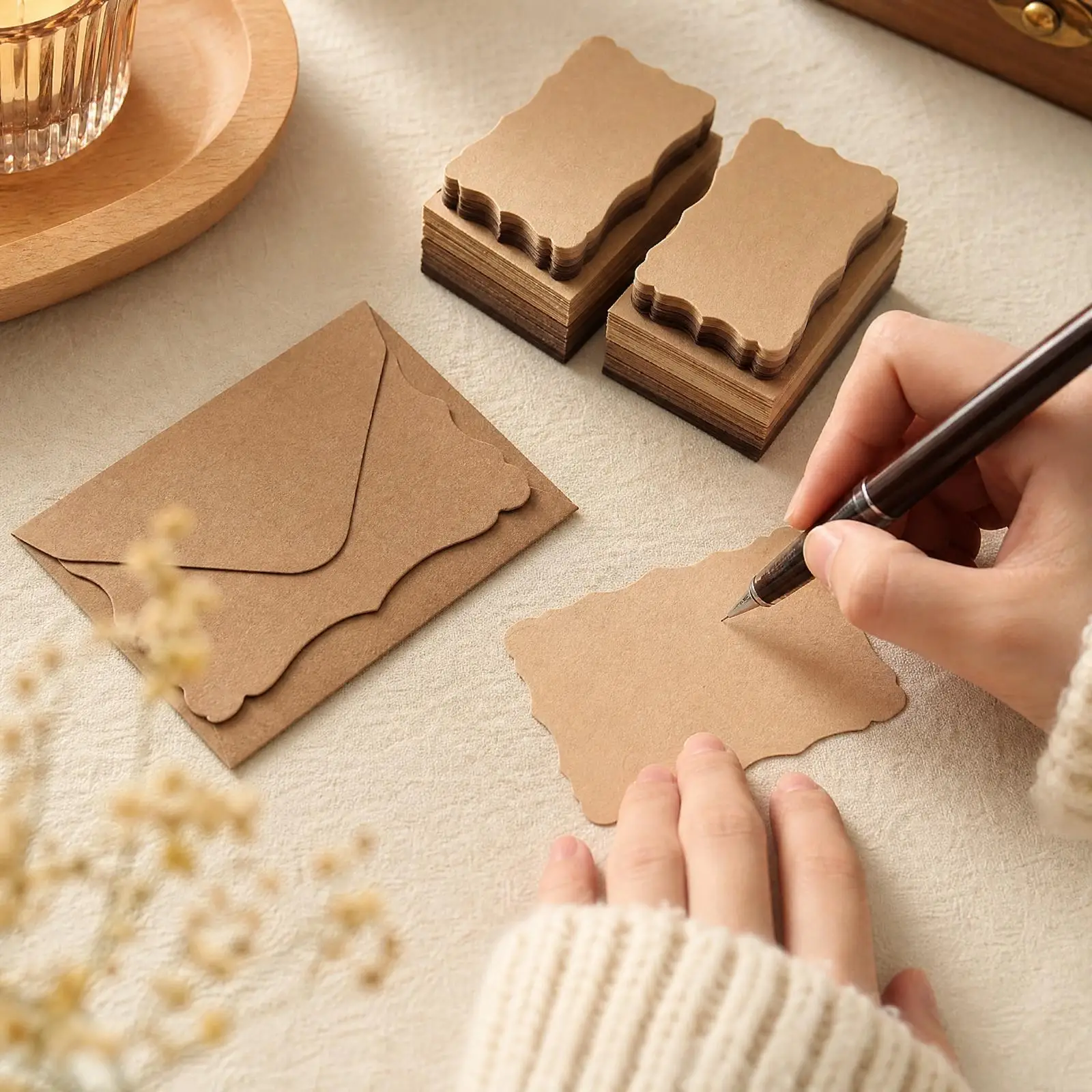 Blank Cards with Envelopes Mini Pack Art Paper Stationery for Wedding Envelope Decoration and Letter Writing