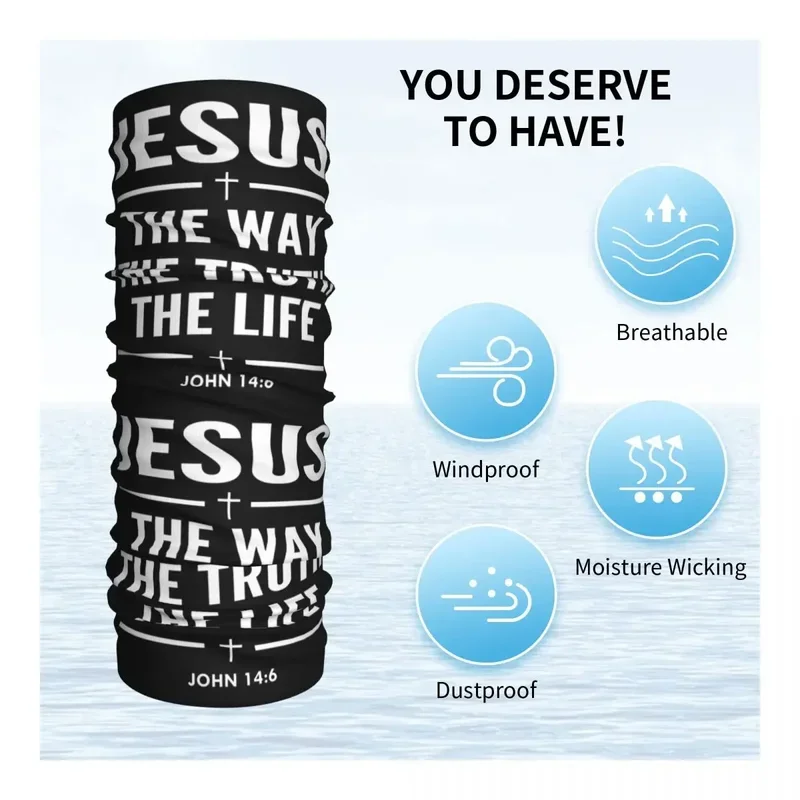 Pescoço Gaiter UV Face Shield, Jesus The Way The Flood The Life, Cruz religiosa, Fé cristã, Bandana para esqui, Inverno