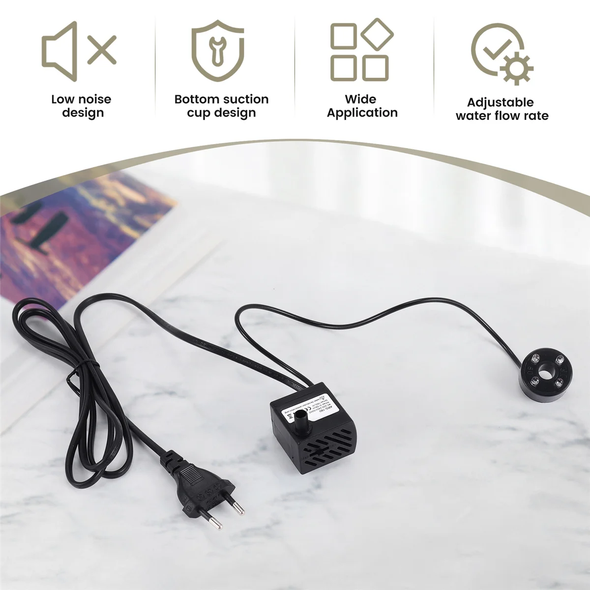 A9oP- 3W Submersible Water Pumps with 4-LED Light Pump Aquarium Fountain Fish Pond Tank EU Plug