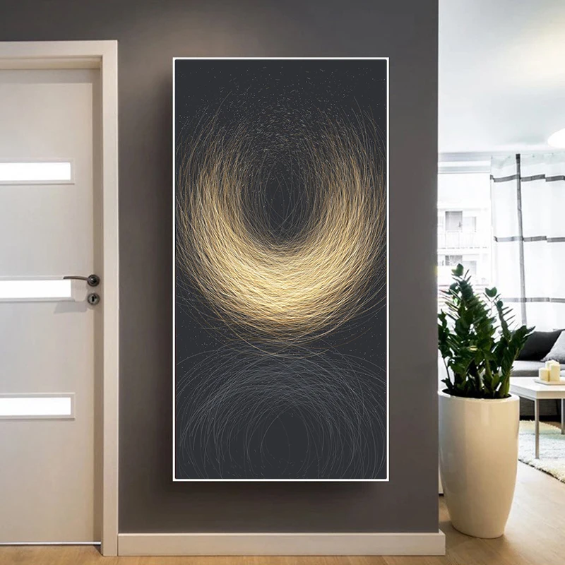 

Abstract Golden Line Canvas Poster Wall Art, Picture Wall Decorations, Wall Decorative Paintings, Modern Living Room Home Decor