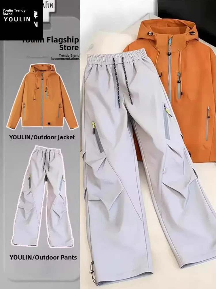 American Sle Soft ell Climbing Suit Men's Spring Windproof Waterproof Workwear Pants Outdoor Mountain Climbing Sports Jaet