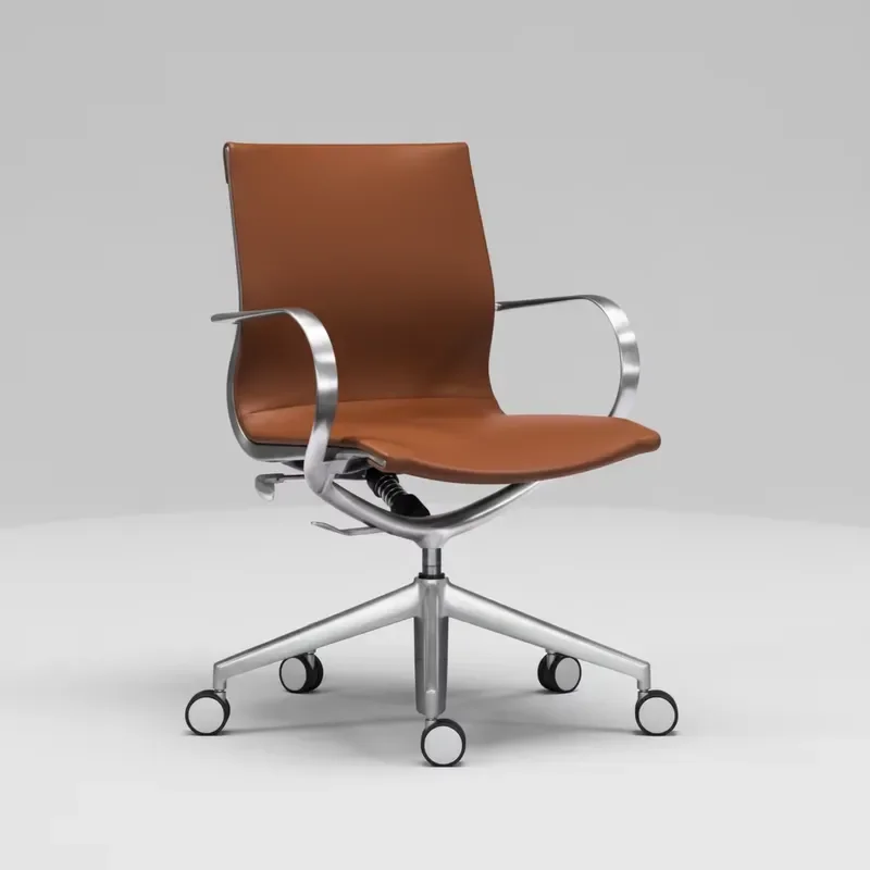 for Office Chair Metal Frame Universal Wheel High Quality Rotating Height Adjustable PU Leather Computer Desk Swivel Seat