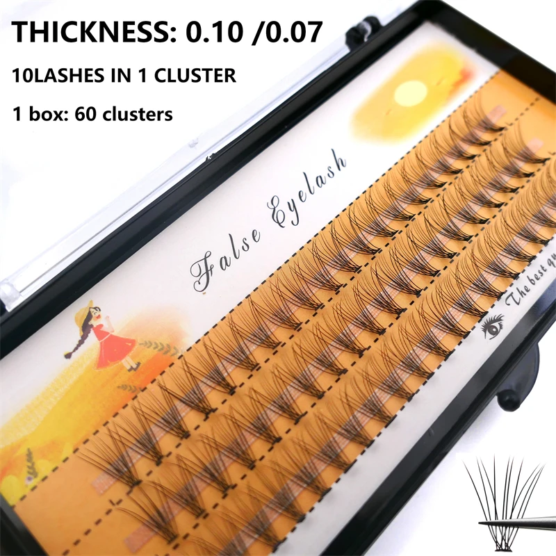10D Handgemachte Wimpern Cluster 1 Box/60 Bündelt Natürliche Wimpernverlängerung Russische Einzelbündel Make-up Werkzeug Wimpern Großhandel