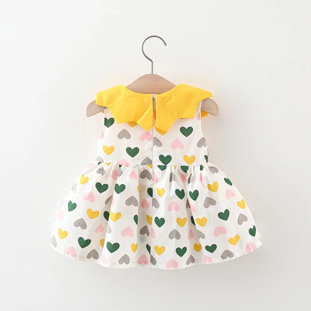 Summer 2/Piece Girls\' Dress Bag Cute Heart-Shaped Sleeveless Doll Collar Princess Dress For Baby Girls