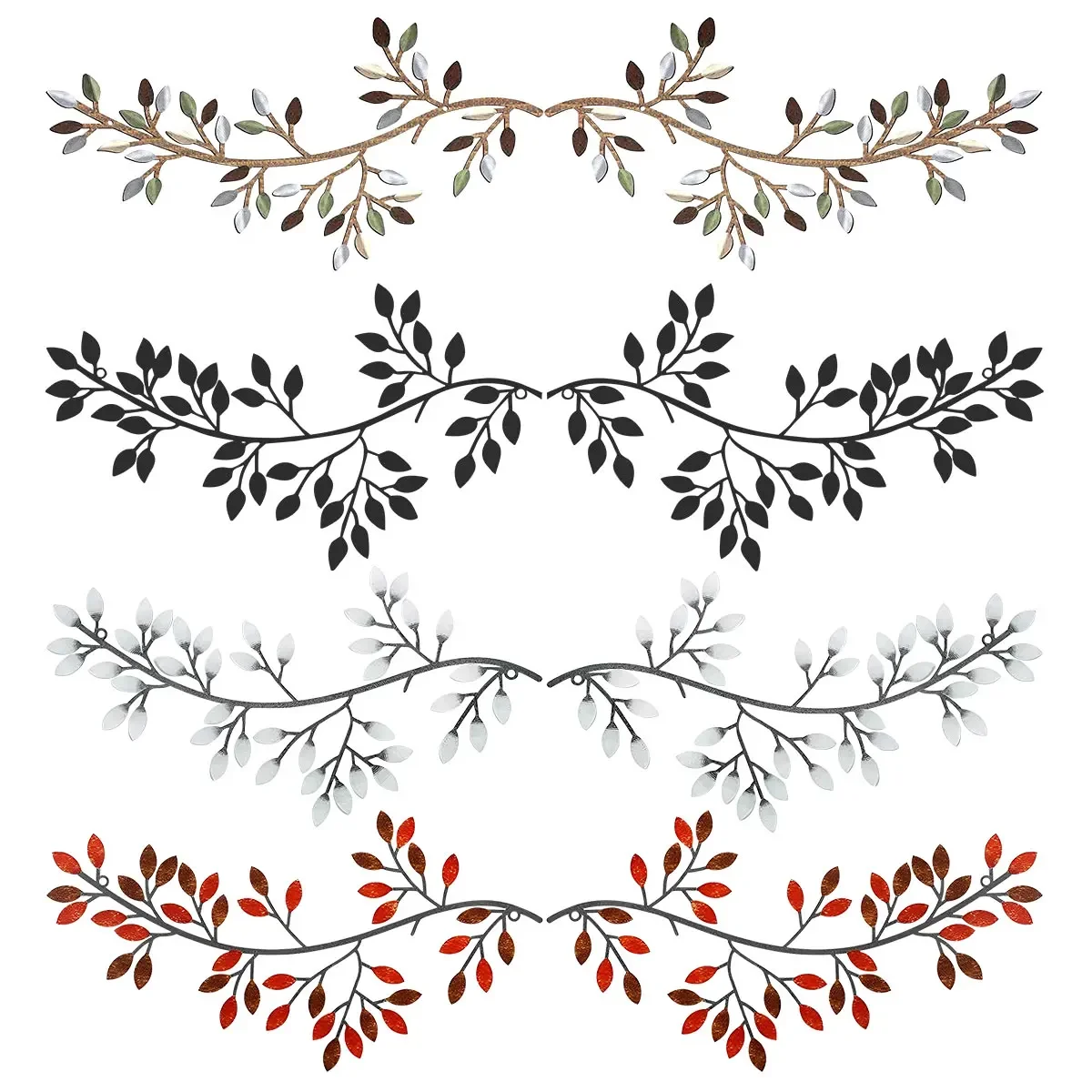 2Pcs Metal Tree Leaf Wall Décor Vine Olive Branch Leaf Wall Art Artistic Wall Hanging Decorative Wall Sculpture Home Decoration
