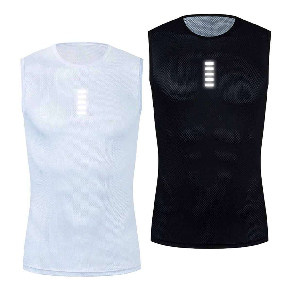 Reflective Cycling Base Layers White Cycling Undershirt Quick Dry Vest Sport Underwear Tight Vest High Elastici Vest Bike Jersey