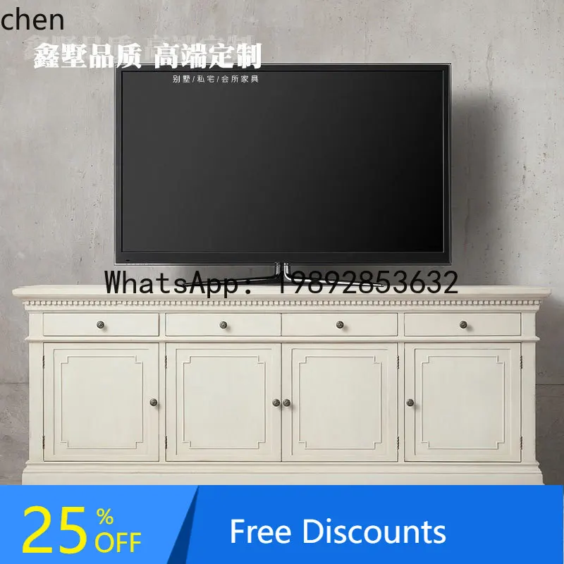 

TV cabinet living room retro floor cabinet simple high storage drawer furniture