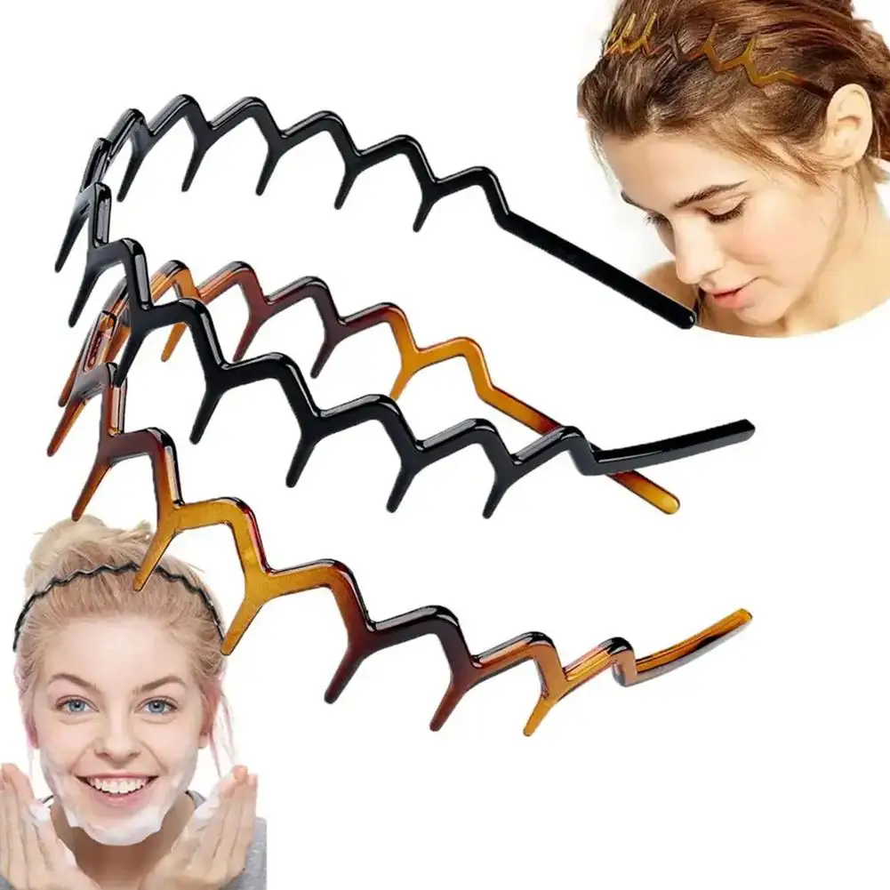 Fascia ondulata in metallo nero fascia per capelli da uomo fascia per capelli da donna fascia per capelli sportiva cerchi accessori per supporto fasce per capelli copricapo V0V6