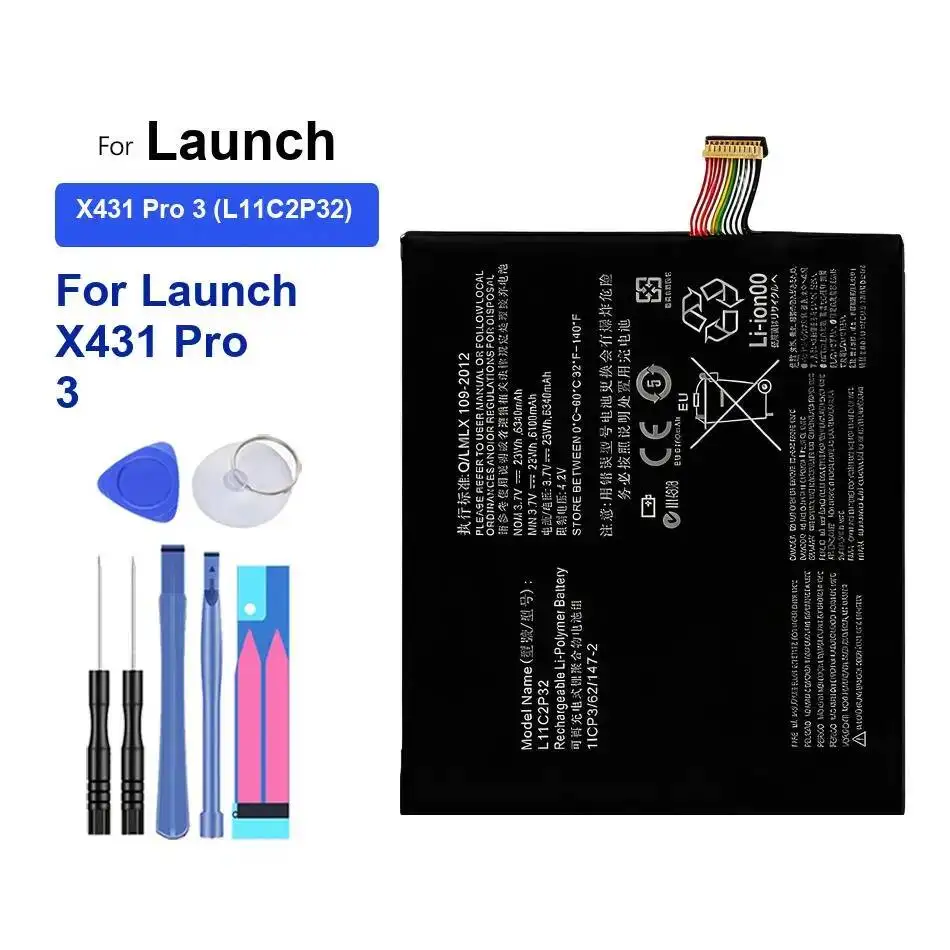 

Аккумулятор для планшета емкостью 6340 мАч, высокая производительность для запуска X431 Pro 3 L11C2P32, долговечный