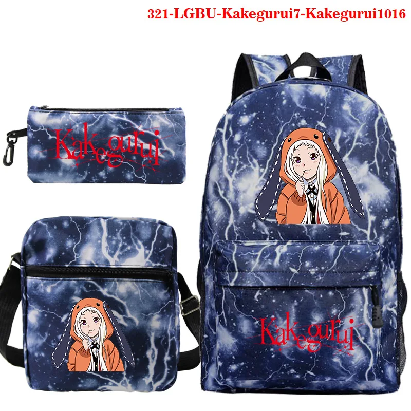 Anime Kakegurui Print Backpack School Backpack Canvas Bags Teens Book Knapsack Boys Crossbody Bags Girls Makeup Case School Gift