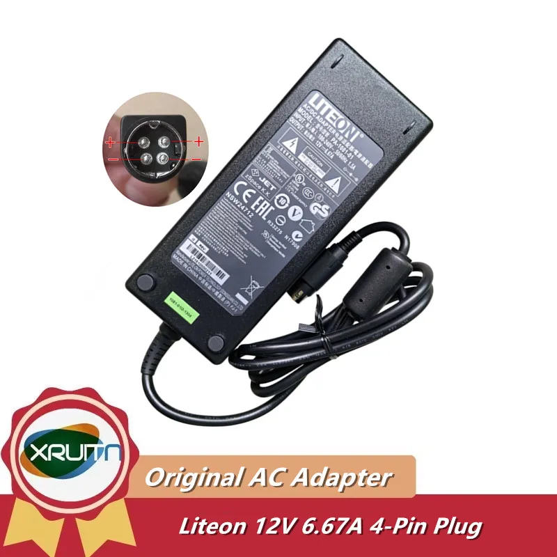 

New Genuine 12V 6.67A 80W 4-PIN LITEON PA-1081-01 PA-1081-11 AC Adapter For Power Supply Charger