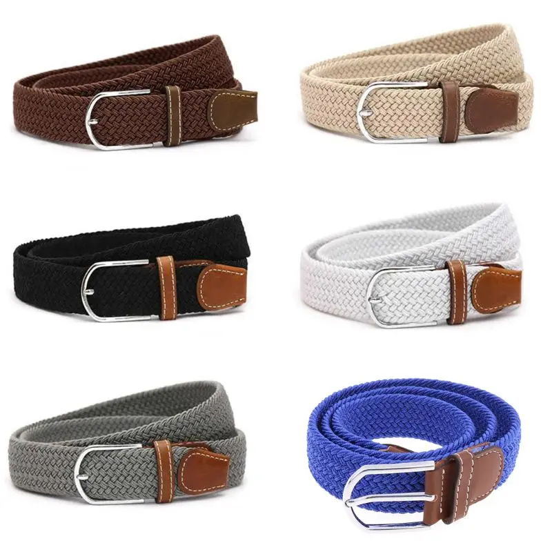 6 colors Fashion Men’s Stretch Belt Premium Leather Golf Wide Elastic Waistband belt buckle  hippie chic mujer cinchos לנשים