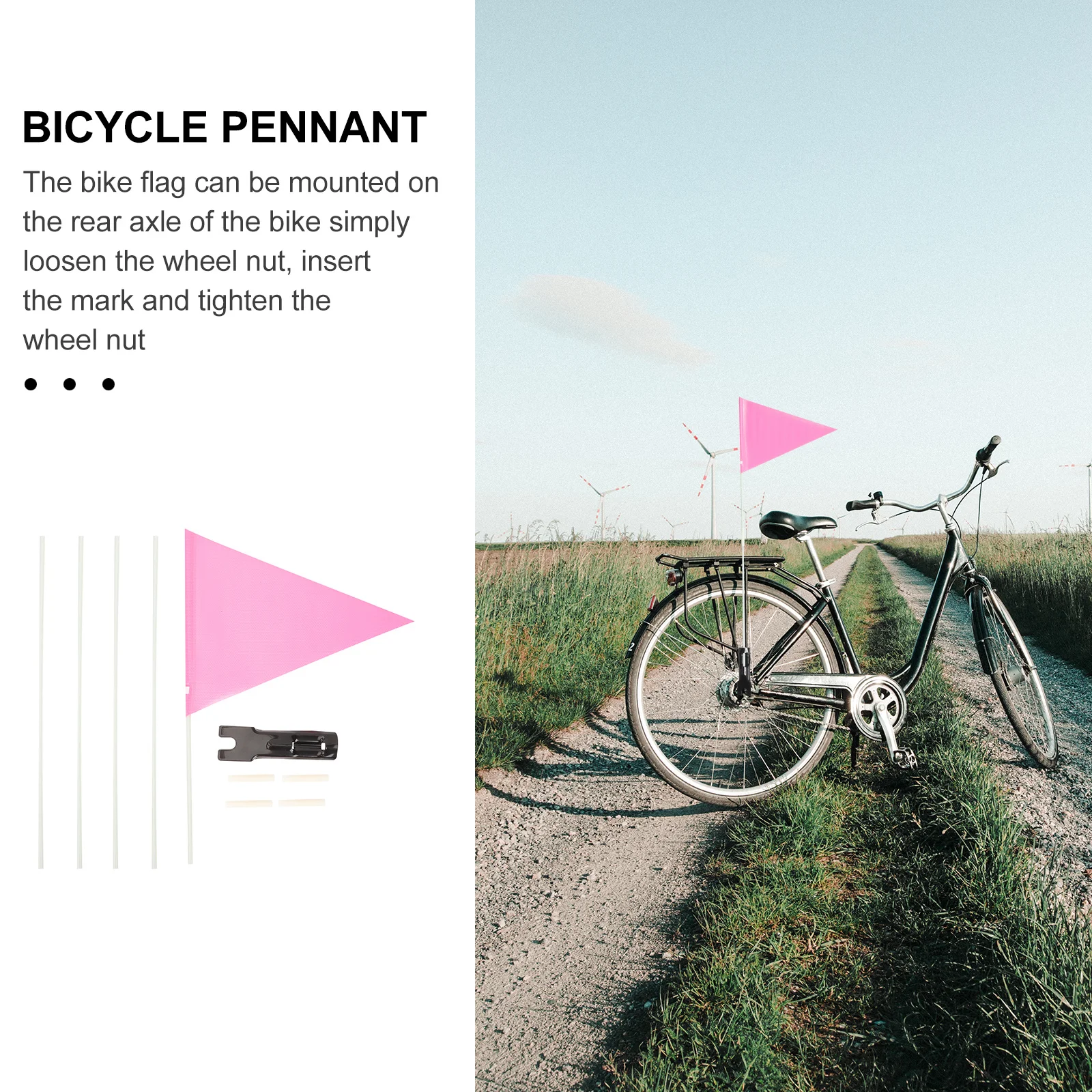 

1Set Bicycle Mounting Flag Pole Highly Visible Warning Safety Flag Sturdy Construction Easy Attach Remove Suitable for Road